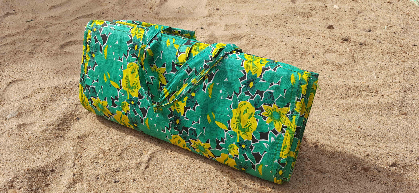 Hastasilpa Beach Mat made of sustainable grass, Folding Yoga Mat - Handmade and Non- Toxic 36 x 70 inches