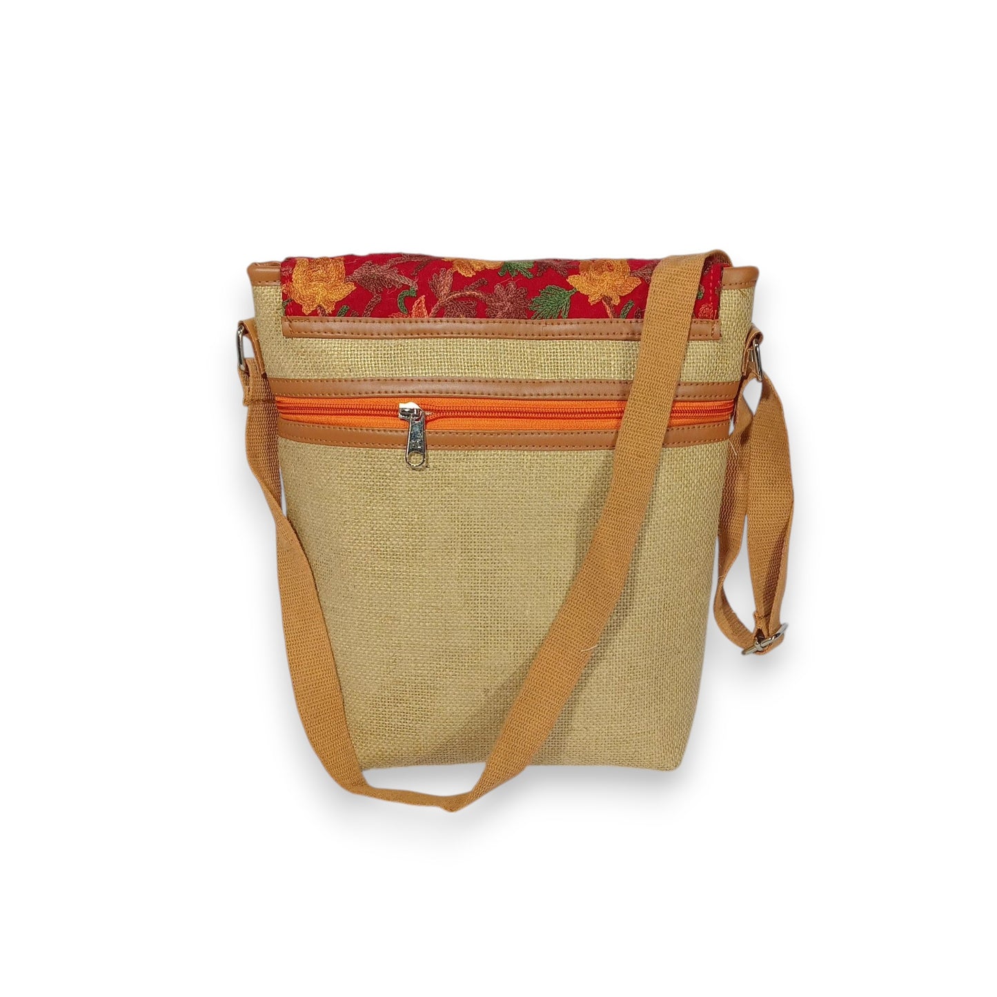 HASTASILPA Elegant Jute Sling Bag with Kashmiri Handcrafted Cover - Eco-Friendly Side Bag for Women-04