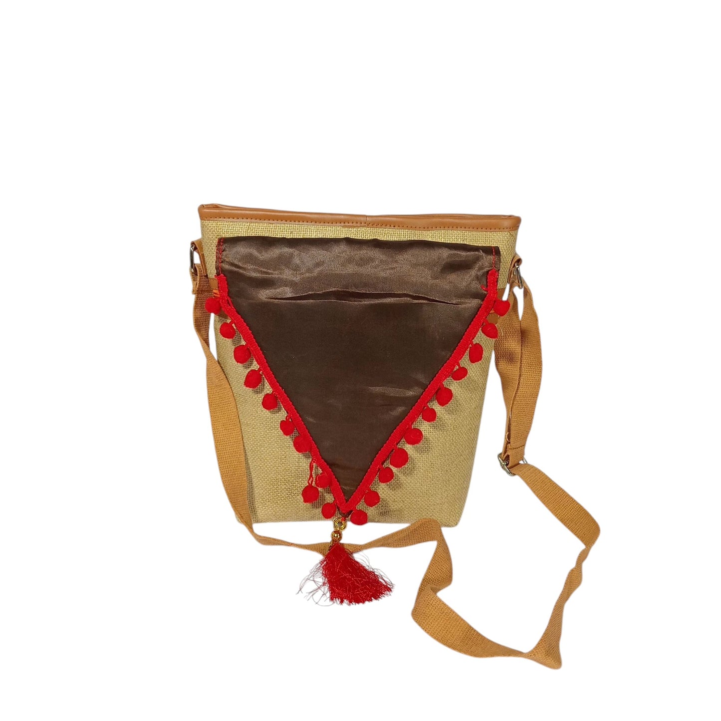 HASTASILPA Elegant Jute Sling Bag with Kashmiri Handcrafted Cover - Eco-Friendly Side Bag for Women-04