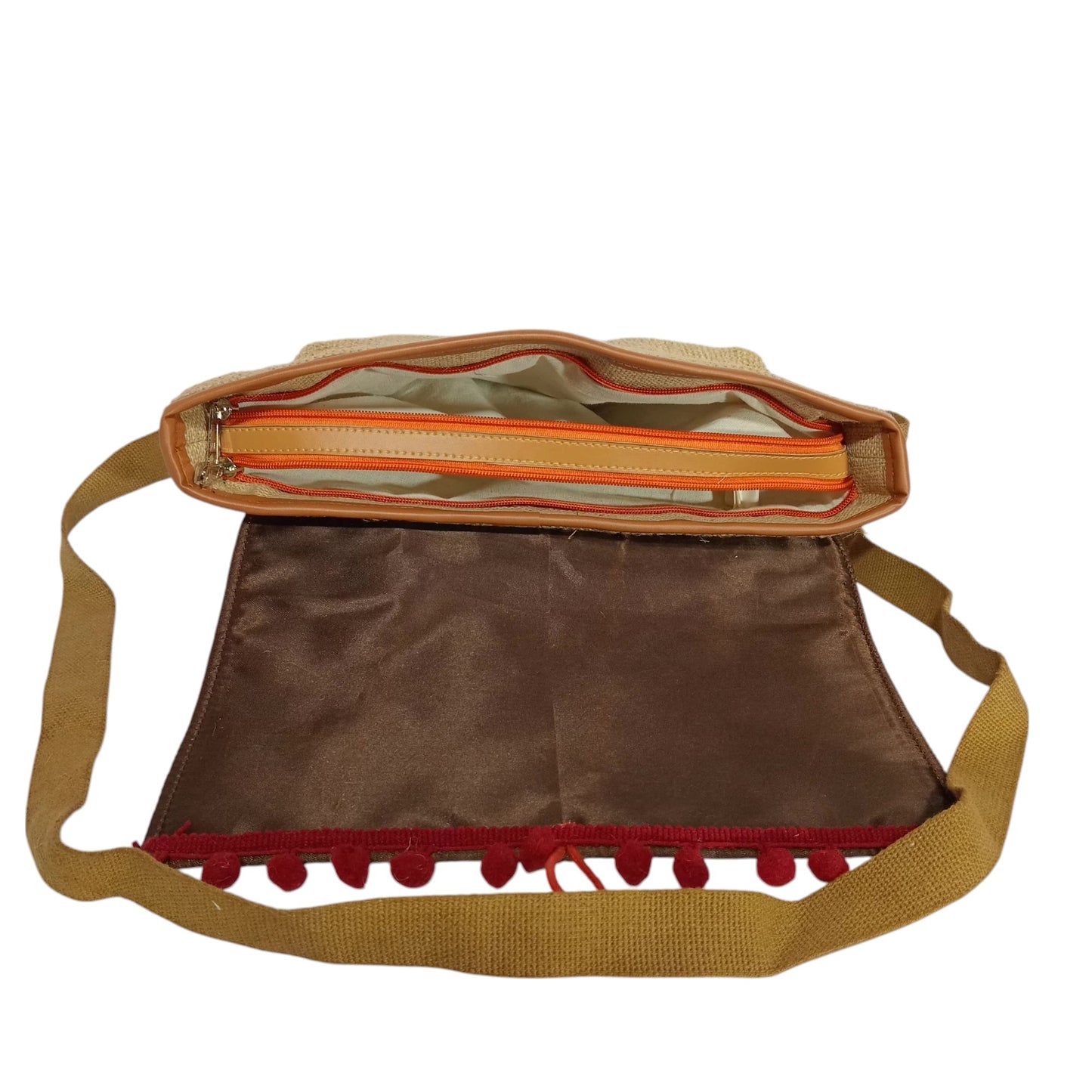 HASTASILPA Elegant Half Moon Kantha-Stitched Dobby Jute Side Shoulder Bag-06