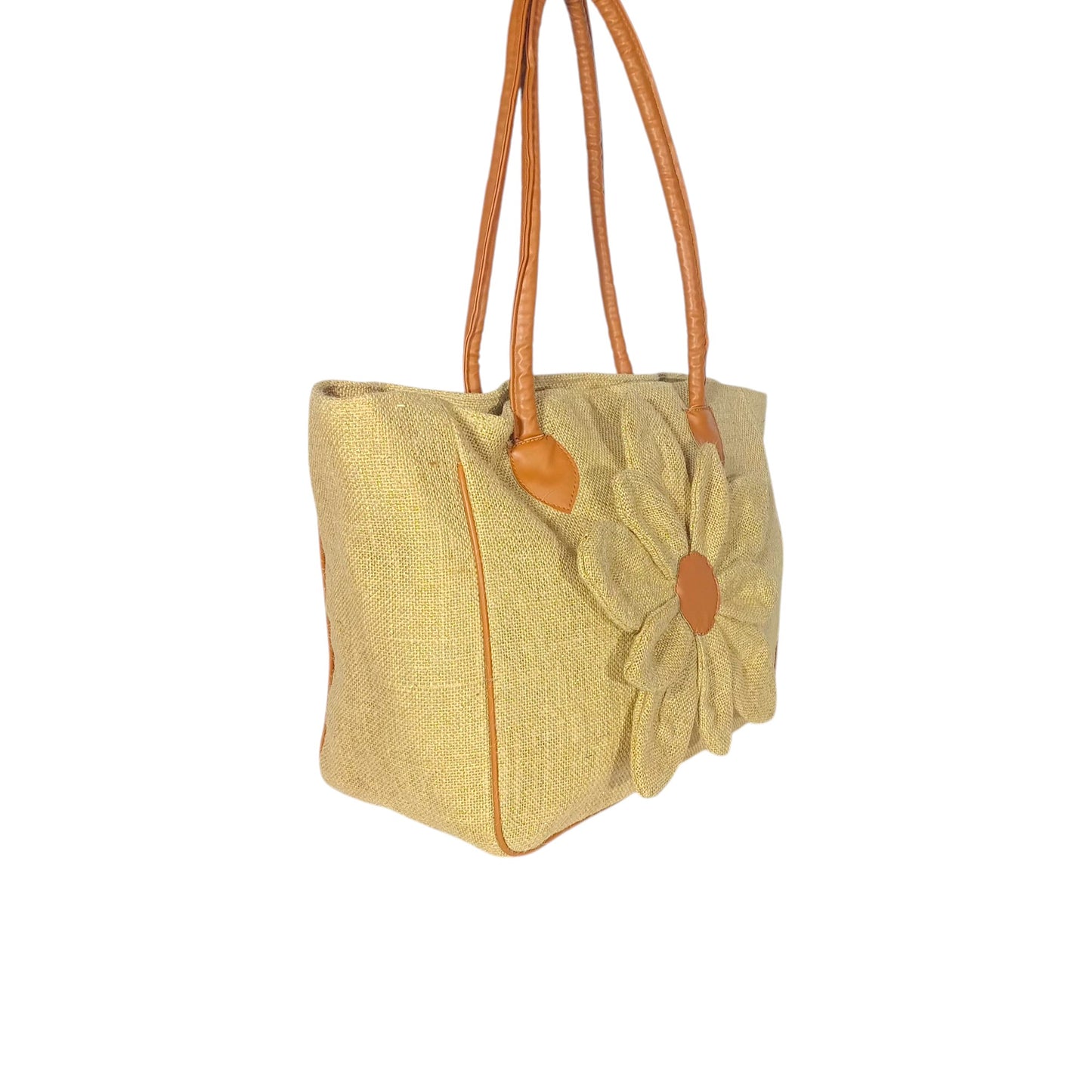 HASTASILPA Stylish Jute Shoulder Bag with Vegan Leather Handle | Handcrafted Elegance - 09