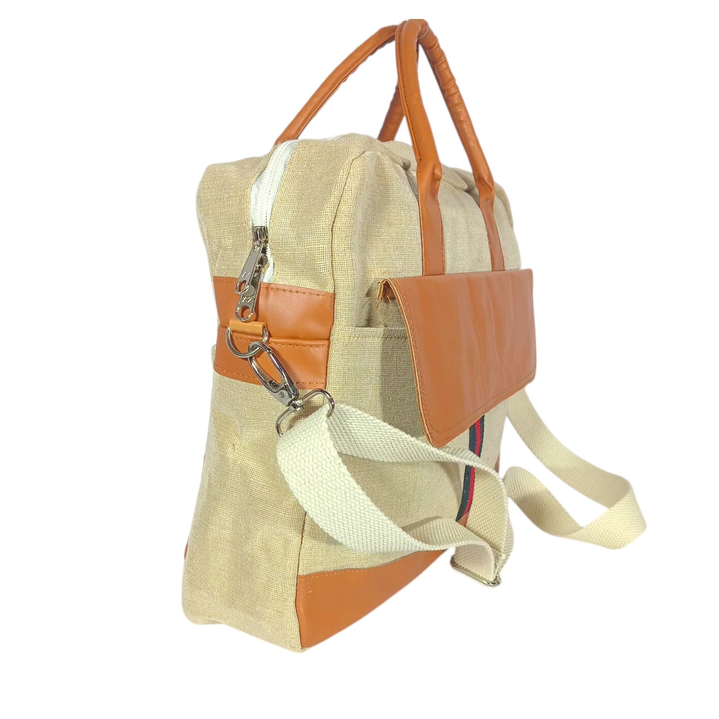 HASTASILPA Jute Laptop Bag with Secure Laptop Compartment and Multiple Zip Pockets – Office & Travel Ready