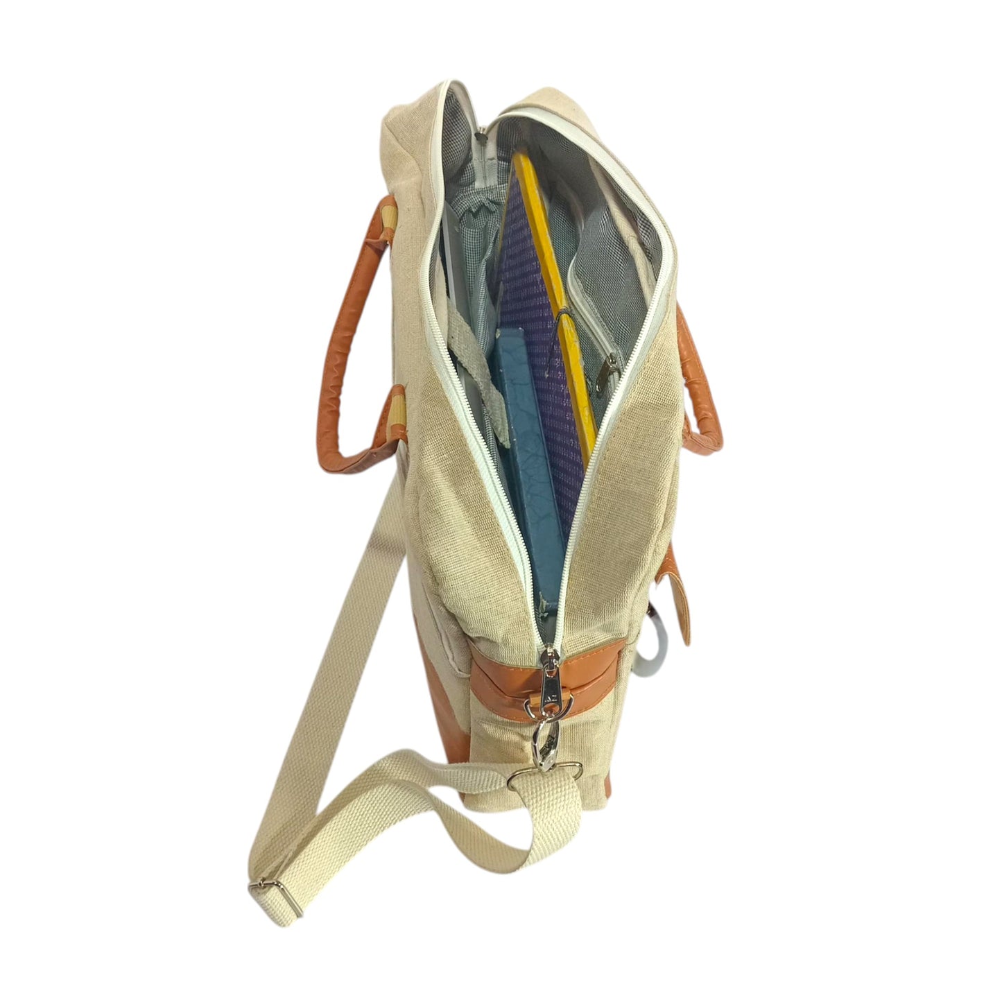 HASTASILPA Jute Laptop Bag with Secure Laptop Compartment and Multiple Zip Pockets – Office & Travel Ready