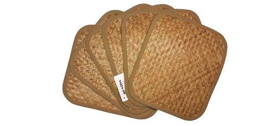 Hastasilpa Handwoven Banig (Sitalpati ) Dining Table Mat Set (12×10 inches) with Runner(12×49 inches) Heat Resistant Eco-friendly Placemat with Jute Border-BTM-01