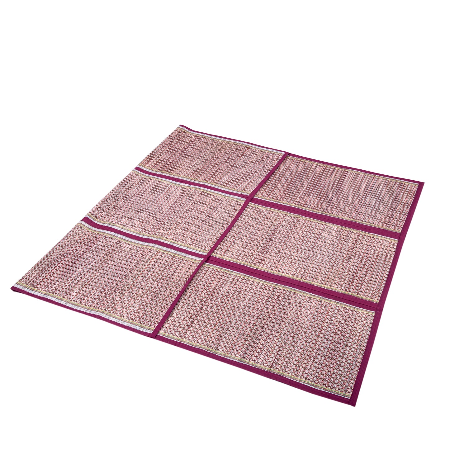 Hastasilpa Foldable Chatai Mat for Home – Handwoven Madurkathi Grass & Cotton Rug for Indoor/Outdoor Comfort -T3-38