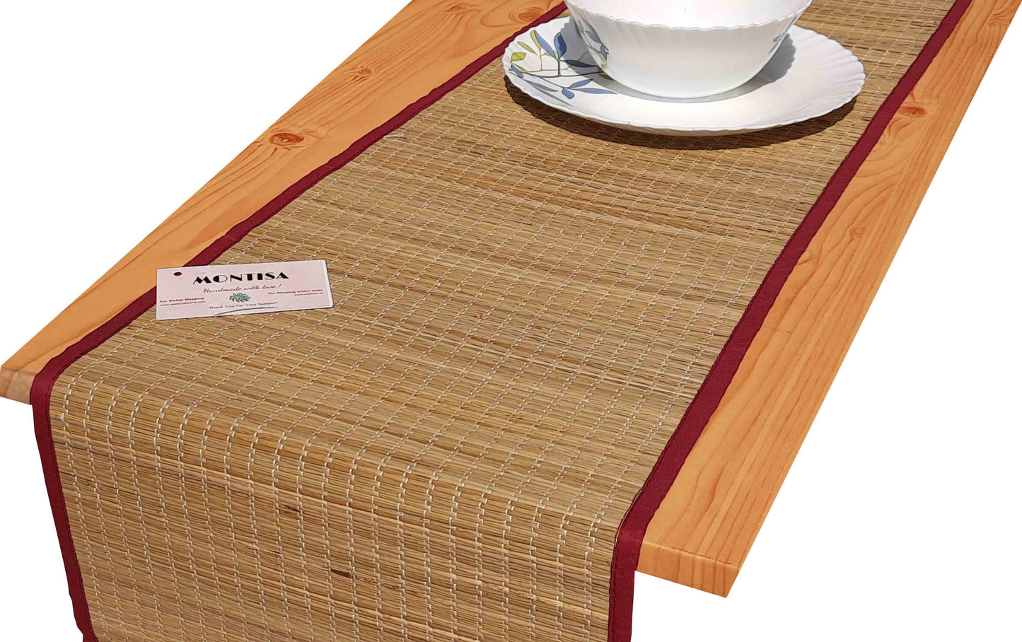 Hastasilpa Dining Table Mat Set (12×18 inches) with Runner(12×72 inches, Madurkathi Grass Handwoven Designer Heat Resistant Eco-friendly Placemat -T2