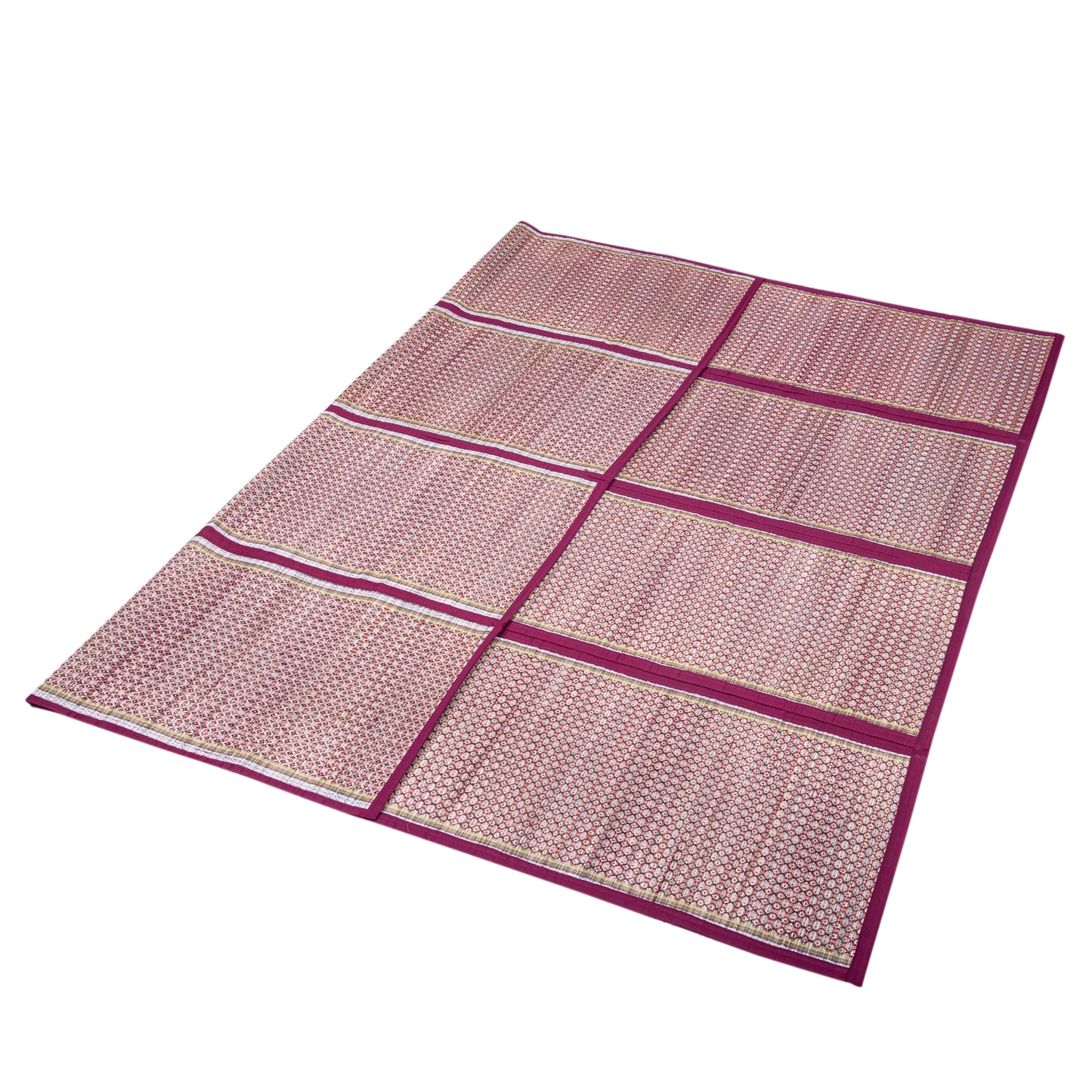 Hastasilpa Foldable Chatai Mat for Home – Handwoven Madurkathi Grass & Cotton Rug for Indoor/Outdoor Comfort -T3-38