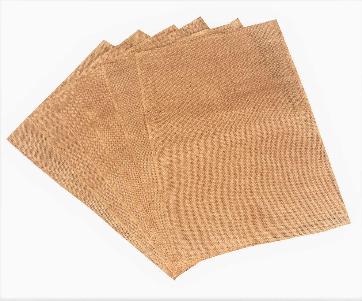 Rustic Handmade Jute Burlap Placemats Set – 6 Natural Table Mats with Runner for Vintage Dining