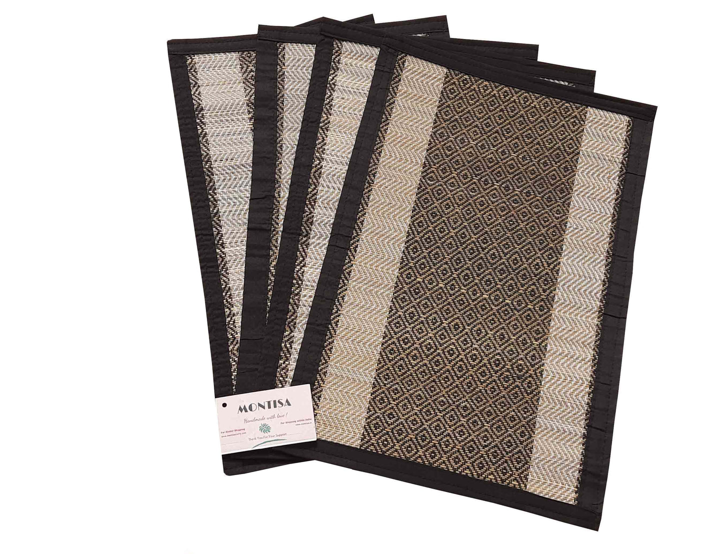 Hastasilpa Pack Of 6 Table Palacemat With a Table Runner| Handwoven Organic |Made With Madurkathi Grass - T3-05