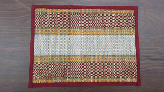 Hastasilpa Handmade Madurkathi Grass Placemats – Organic, Heat Resistant, Eco-Friendly Table Mats (Set of 6 Placemats + 1 Runner, Beige, 12x18" & 12x72")-T3-04