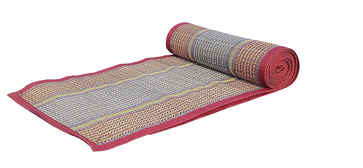 Hastasilpa Chatai Mat for a home for sleeping, sitting, yoga, picnic, indoor and outdoor use, handwoven and organic -T3-35