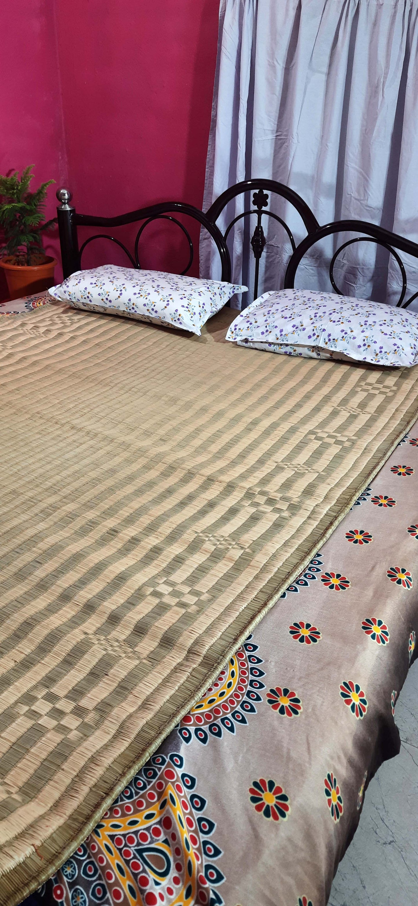 Traditional Indian chatai mat used for yoga and pooja