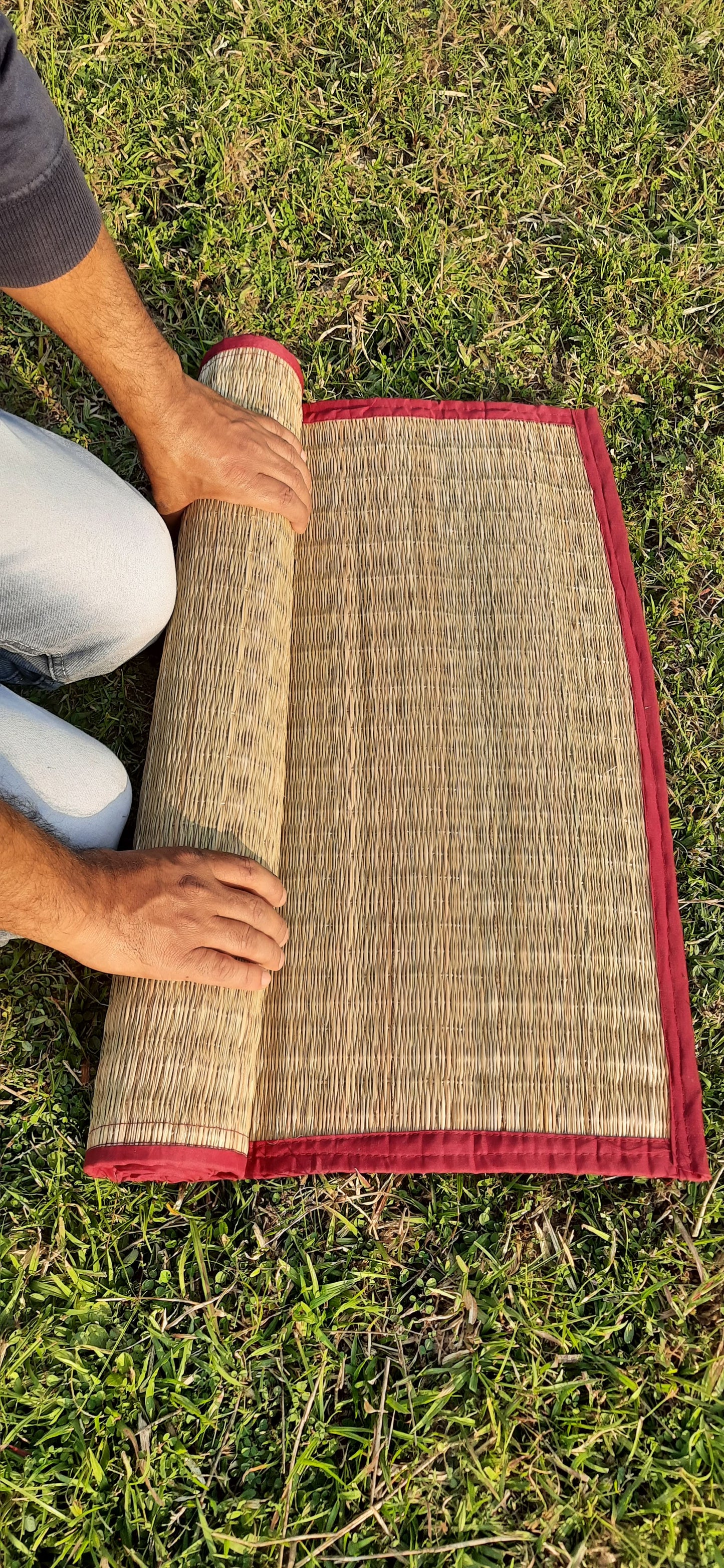 Compact chatai mat for pooja space or home mandir