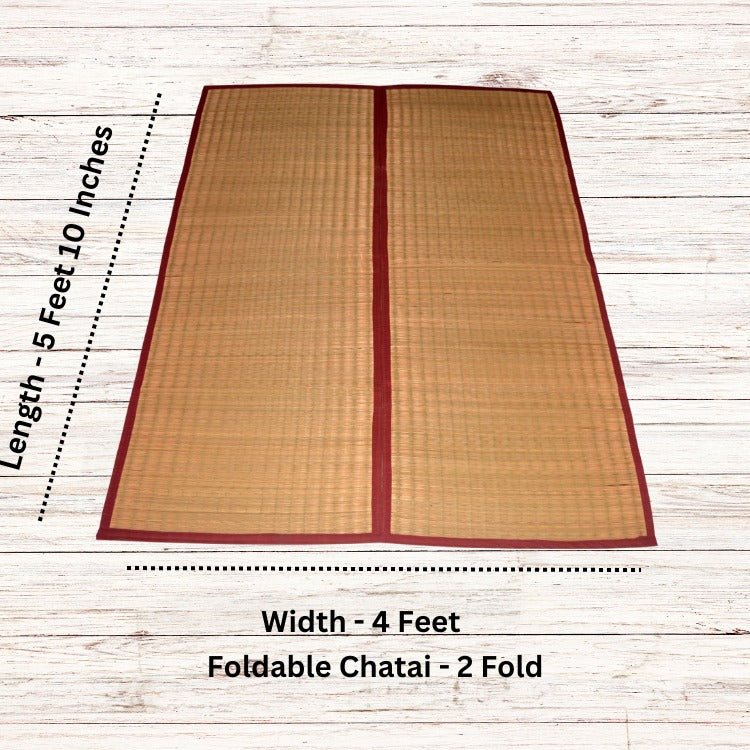 Foldable Madurkathi and jute chatai mat with cotton fabric edge