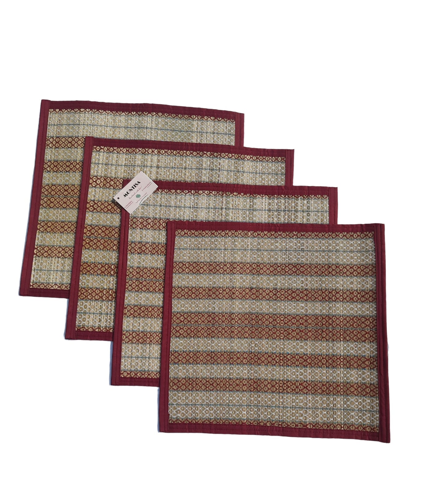 Folded Madur grass aasan stacked for packing or shipping