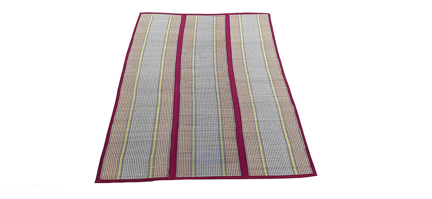 Hastasilpa Chatai Mat for a home for sleeping, sitting, yoga, picnic, indoor and outdoor use, handwoven and organic -T3-35