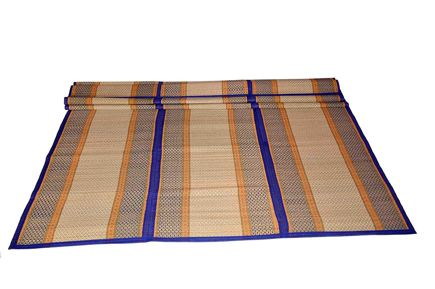 Handcrafted Madurkathi Chatai Mat with Cotton Border – Foldable and Durable