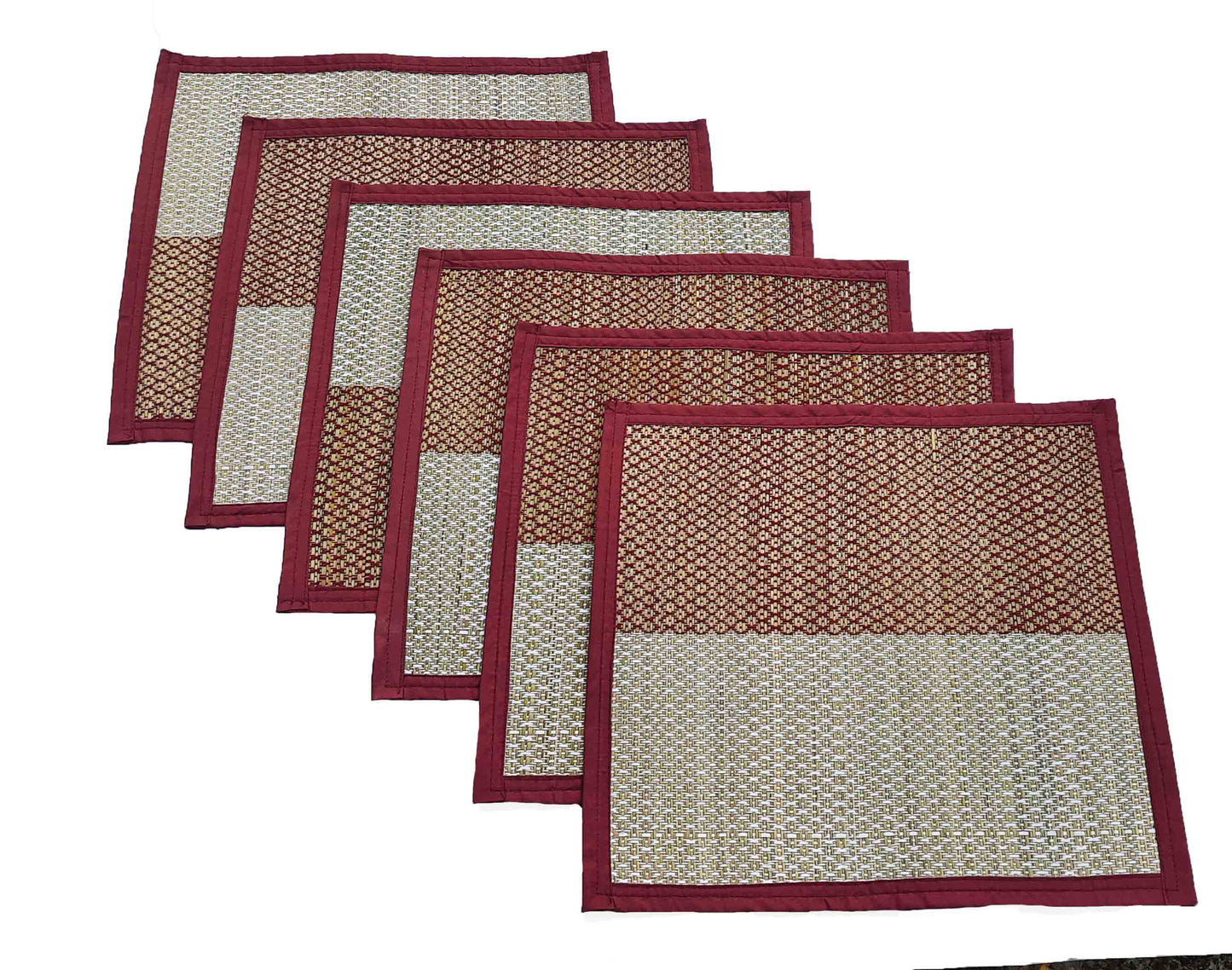 Pack of six handmade natural pooja aasans made of madurkathi grass for home mandir