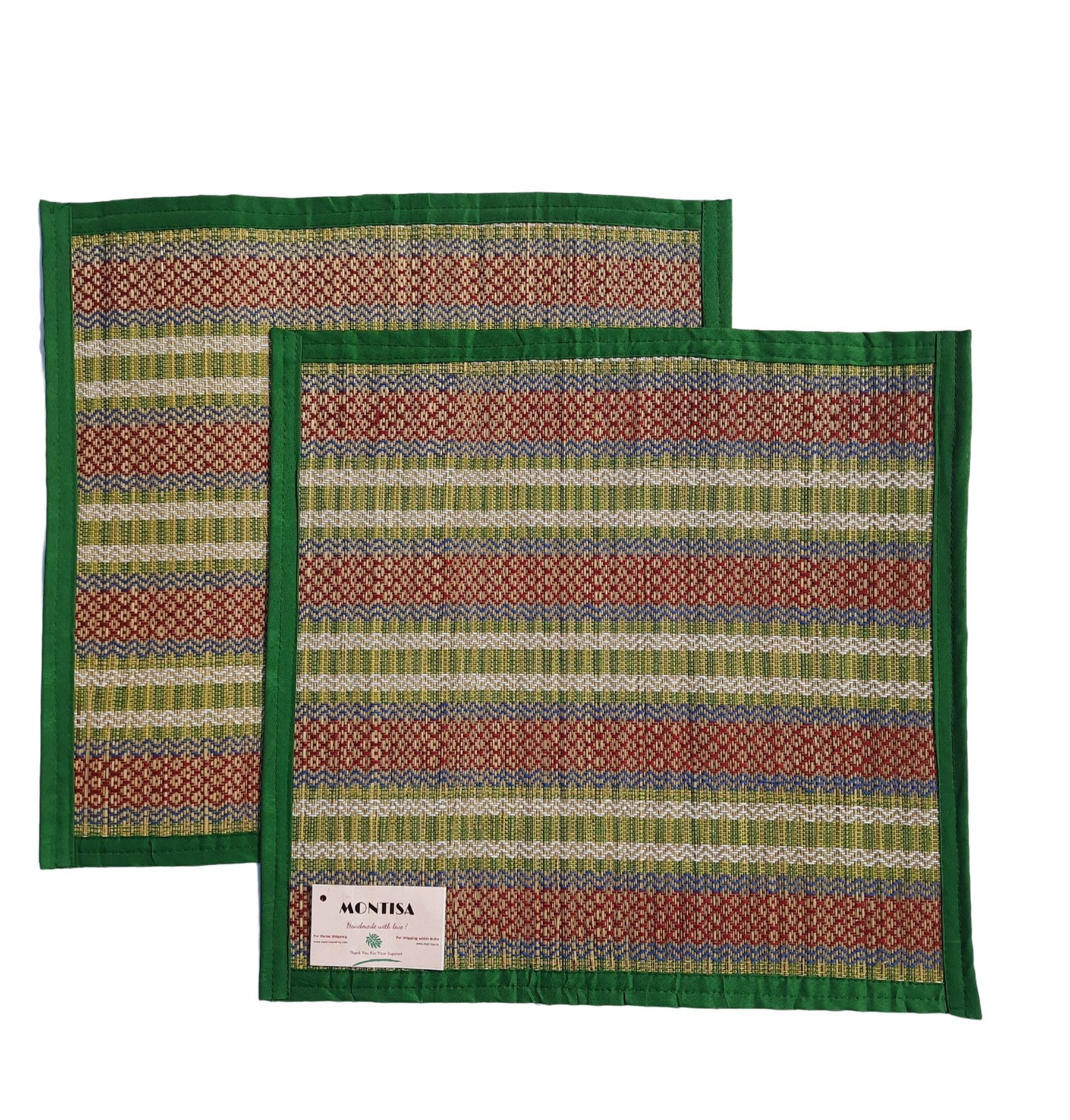 Handwoven pooja mat made of Madur grass used in morning ritual setup