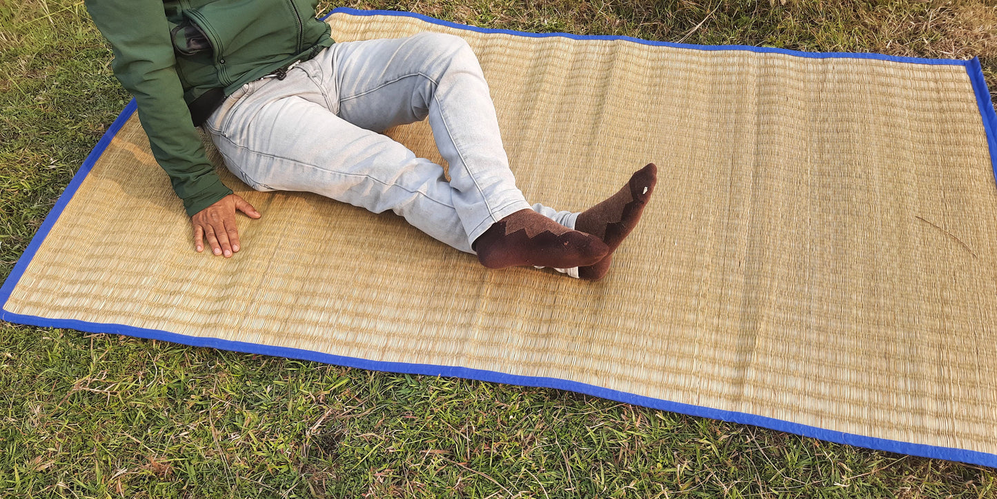 Madur grass mat rolled and ready for travel or storage