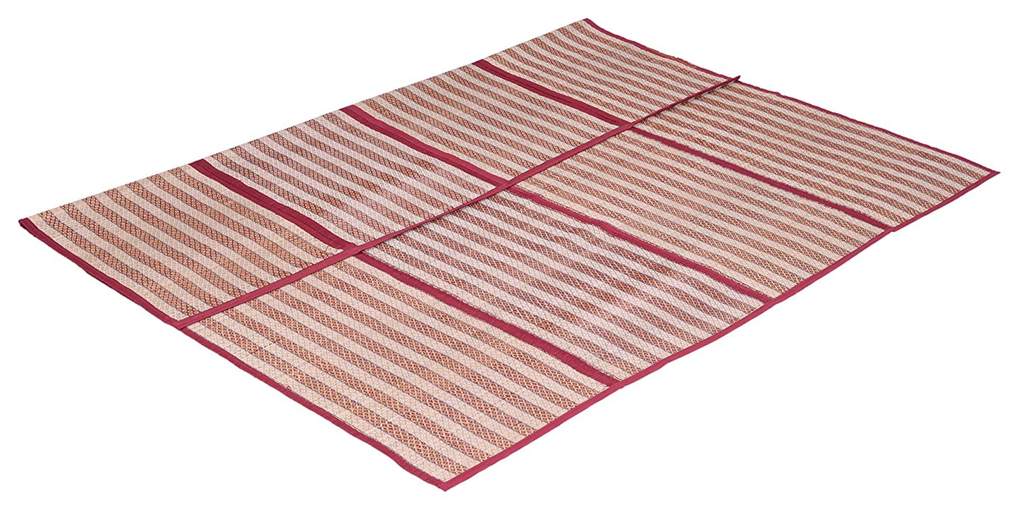 Madurkathi Chatai Mat with Cotton Fabric Border – Handwoven in India