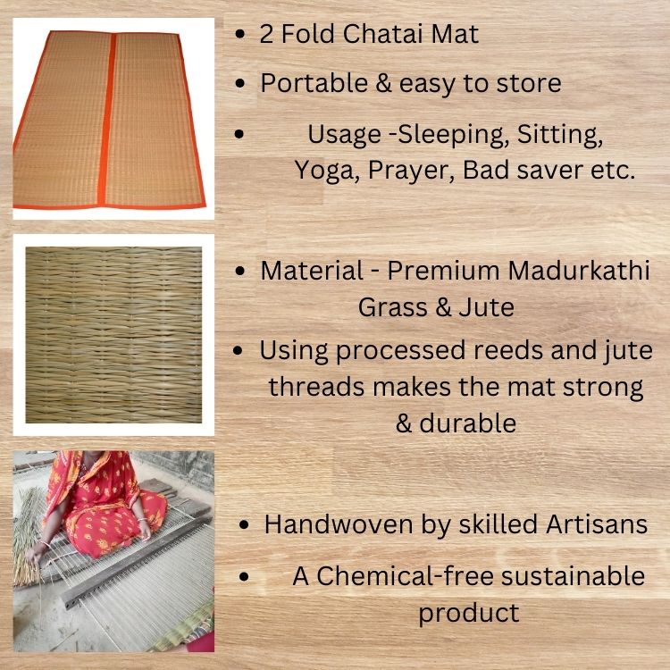 Multi-fold chatai mat for sitting, sleeping, and yoga at home