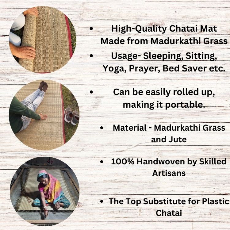 Natural grass mat for yoga and meditation practice at home