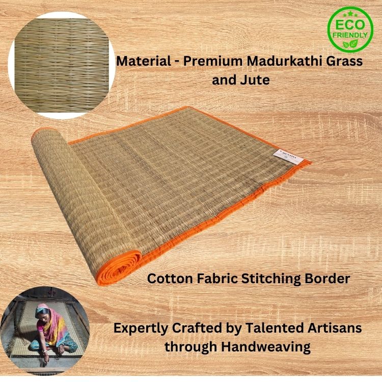 Yoga and meditation mat made of handwoven Madurkathi grass