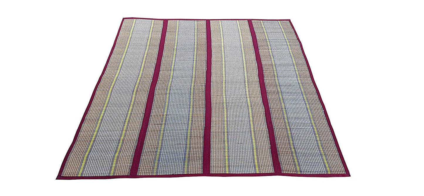 Hastasilpa Chatai Mat for a home for sleeping, sitting, yoga, picnic, indoor and outdoor use, handwoven and organic -T3-35