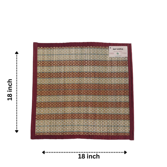 Eco-Friendly Pooja Aasan Mat – 18"x18" Organic Kusha Grass Prayer Rug for Hindu Rituals & Meditation