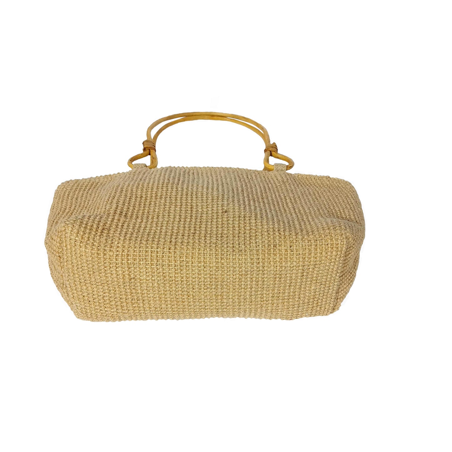 HASTASILPA Hand bag made of Dobby Jute | type of Half Moon Bag | Cane Handel with Handcrafted designed Flower-02