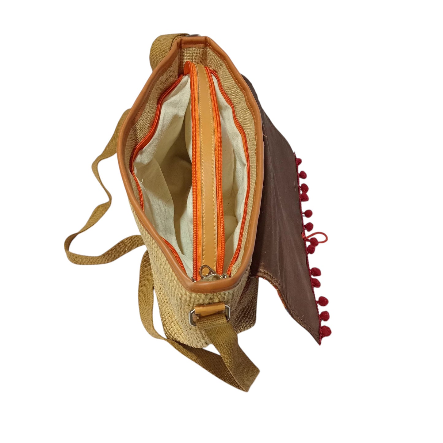 HASTASILPA Elegant Half Moon Kantha-Stitched Dobby Jute Side Shoulder Bag-06