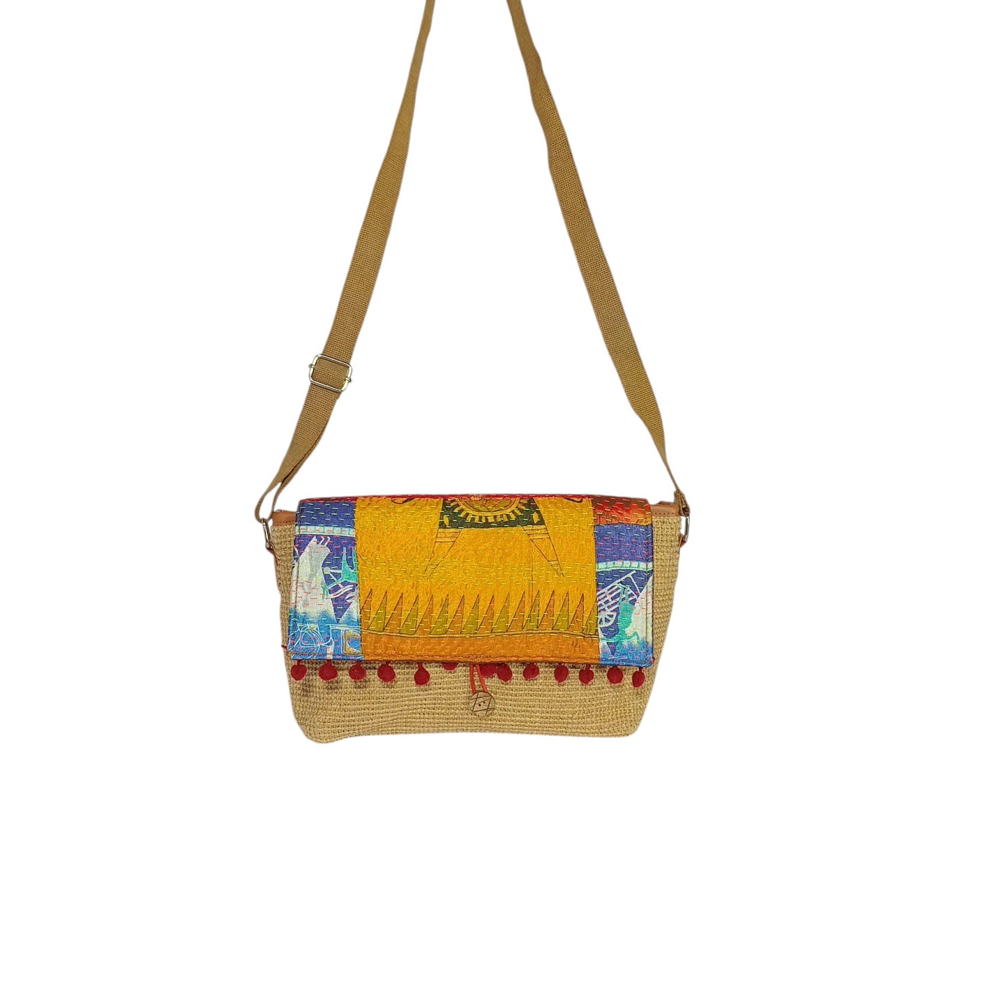 HASTASILPA Elegant Half Moon Kantha-Stitched Dobby Jute Side Shoulder Bag-06