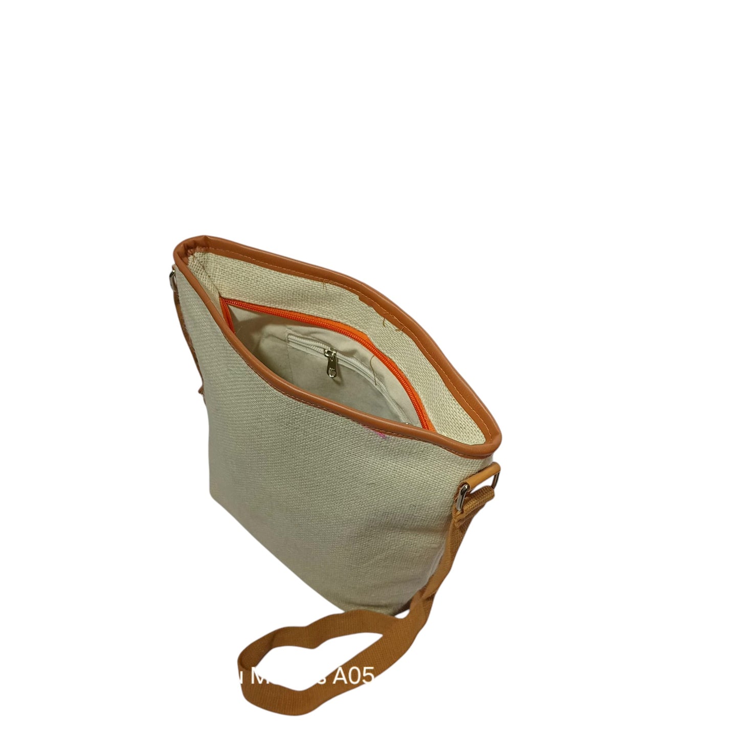HASTASILPA Elegant Jute Sling Bag with Kashmiri Handcrafted Cover - Eco-Friendly Side Bag for Women-05