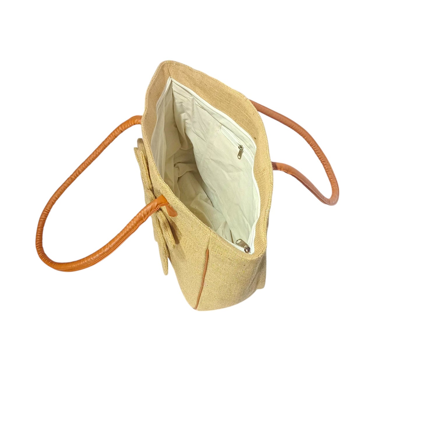 HASTASILPA Stylish Jute Shoulder Bag with Vegan Leather Handle | Handcrafted Elegance - 09