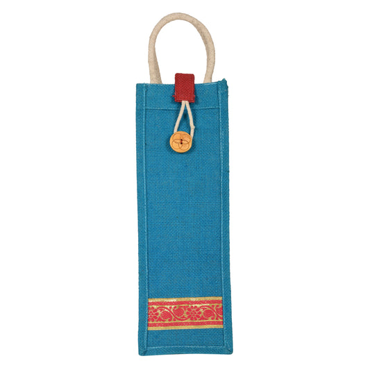 Luxe Earth Jute Wine Bag – Reusable Gift Bag with Cotton Handle | Fits 1 Bottle | Pack of 6