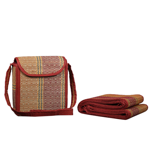 Hastasilpa Organic Yoga Mat with bag – Handwoven Eco Mat for Meditation & Travel (36 x 72 Inches))