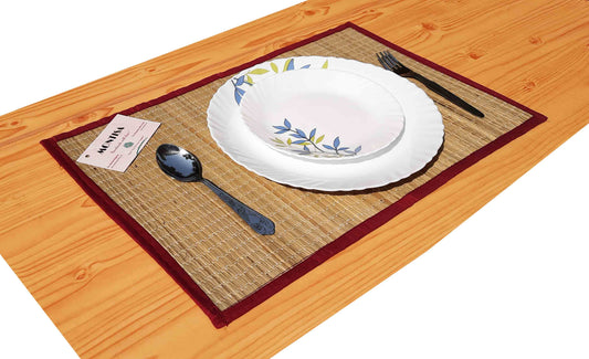 Set of 6 Handmade Madurkathi Grass Placemats – Rattan Look for Elegant Dinner Party Table Setting