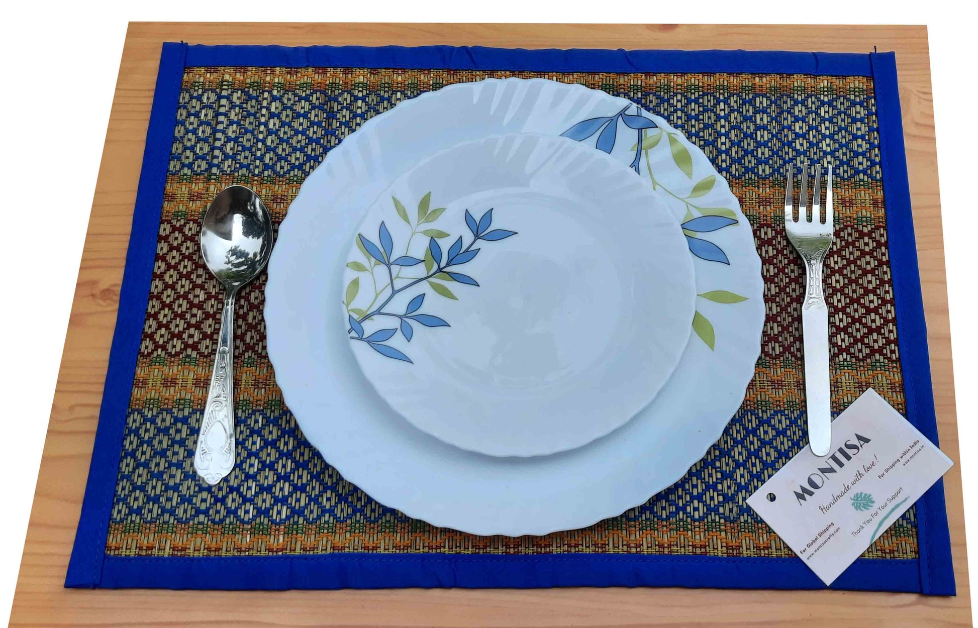 Madurkathi Grass Placemats Set of 6 – Bamboo Look with Macramé Style for Eco-Friendly Dining
