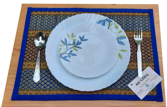 Madurkathi Grass Placemats Set of 6 – Bamboo Look with Macramé Style for Eco-Friendly Dining
