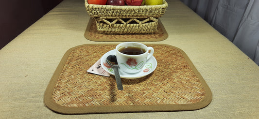 Boho-style Rattan Wicker Placemats Set – 6 Table Mats with Runner for Rustic Farmhouse Table Settings