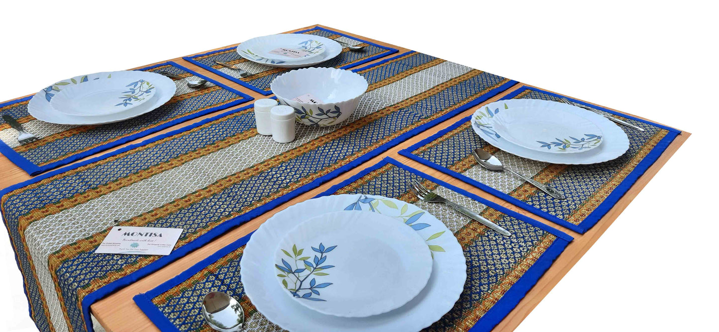 Hastasilpa Heat-Resistant Organic Table Mats – Handmade from Natural River Grass, Sustainable Dining Essentials  (Set of 6) - T3-31