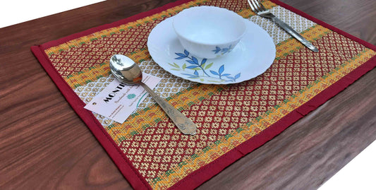 Set of 6 Round Braided Madurkathi Grass Placemats – Handmade Farmhouse Style for Indoor & Outdoor Use