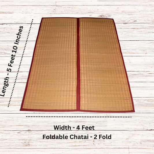 Foldable Madurkathi and jute chatai mat with cotton fabric edge