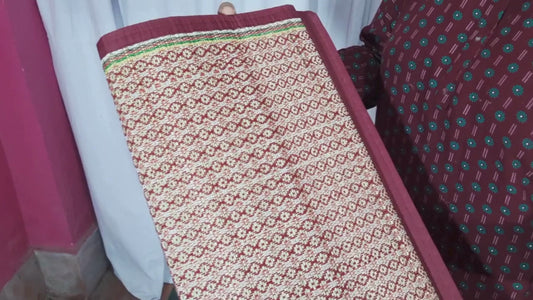 Hastasilpa Foldable Chatai Mat for Home – Handwoven Madurkathi Grass & Cotton Rug for Indoor/Outdoor Comfort -T3-38