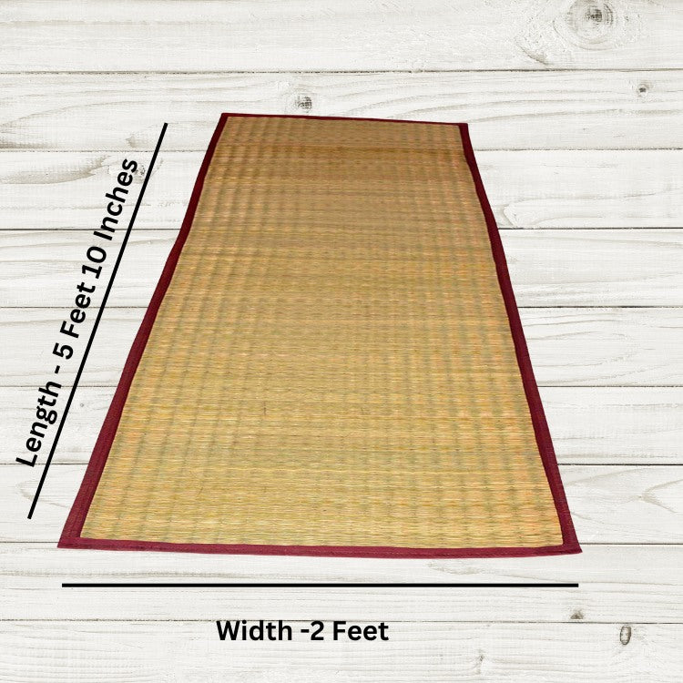 Small Madurkathi chatai mat rolled for travel or storage
