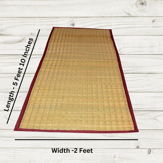 Small Madurkathi chatai mat rolled for travel or storage